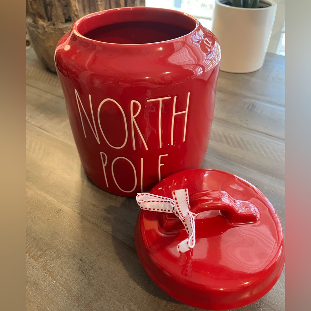Rae Dunn Red North Pole Canister or Cookie Jar with Lid - Picture 5 of 8